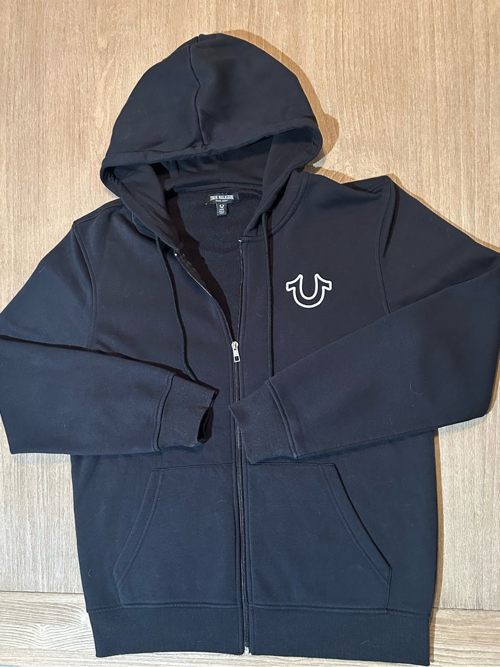 True Religion Classic Logo Buddha Graphic Zip Up Hoodie - Black/Navy - Size M
